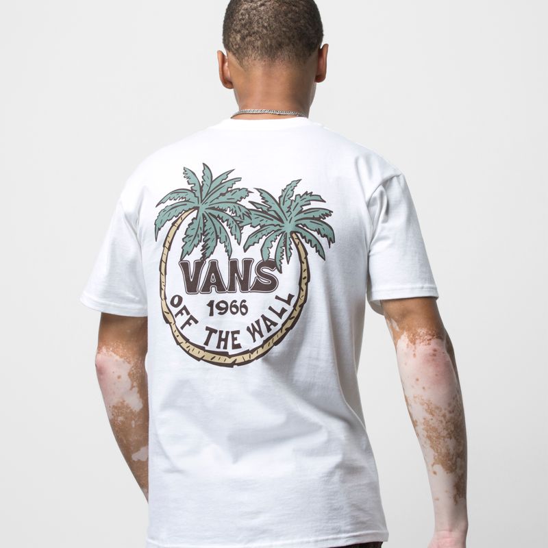 Camiseta Vans Paradise Dual Palm Hombre Blancos | Mexico-WNB140358