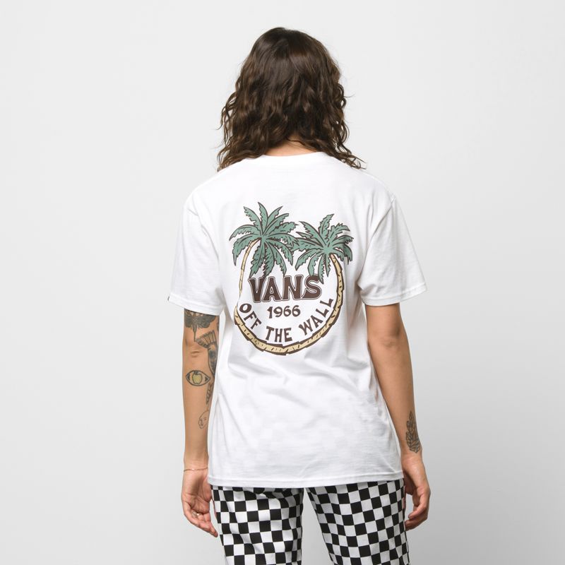 Camiseta Vans Paradise Dual Palm Hombre Blancos | Mexico-WNB140358