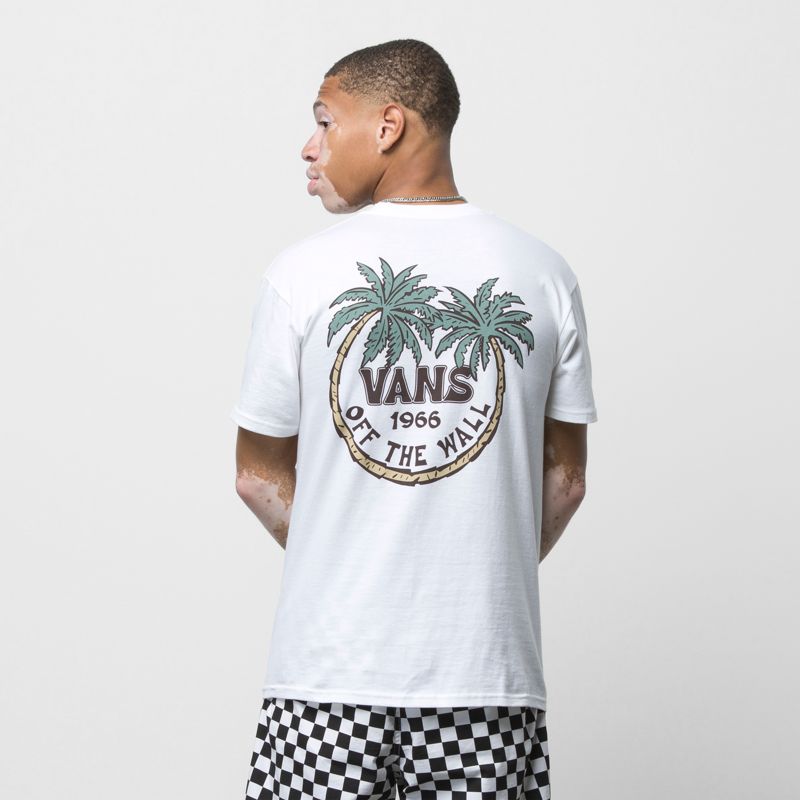 Camiseta Vans Paradise Dual Palm Hombre Blancos | Mexico-WNB140358