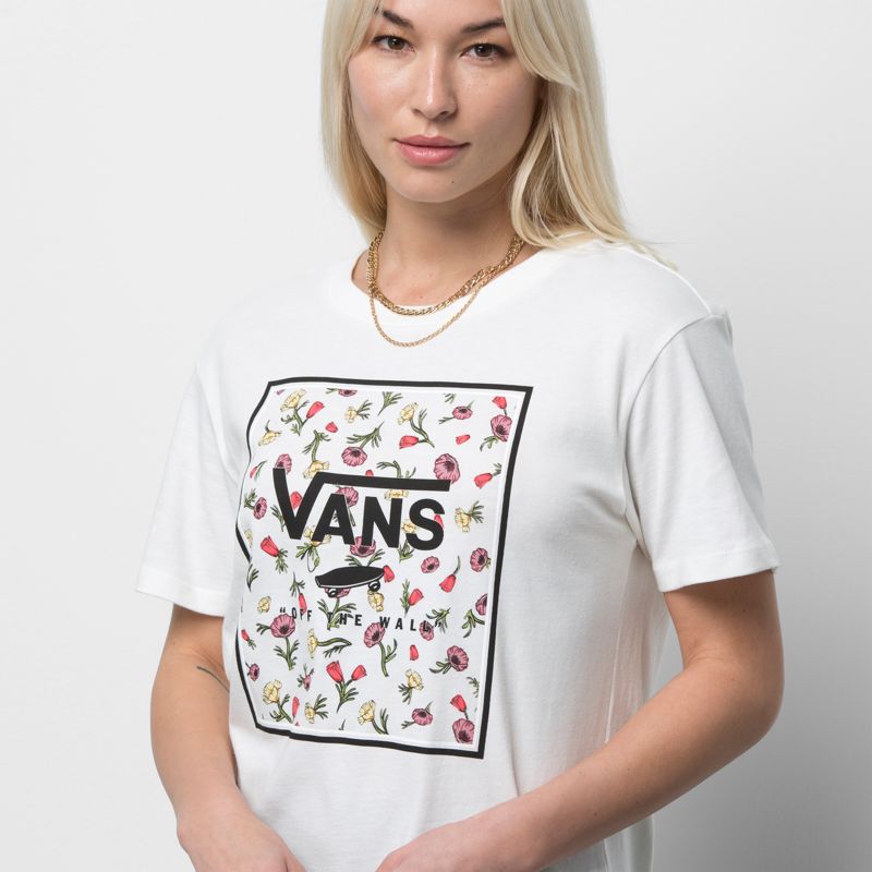 Camiseta Vans Poppy Box Mujer Blancos | Mexico-HIN243975