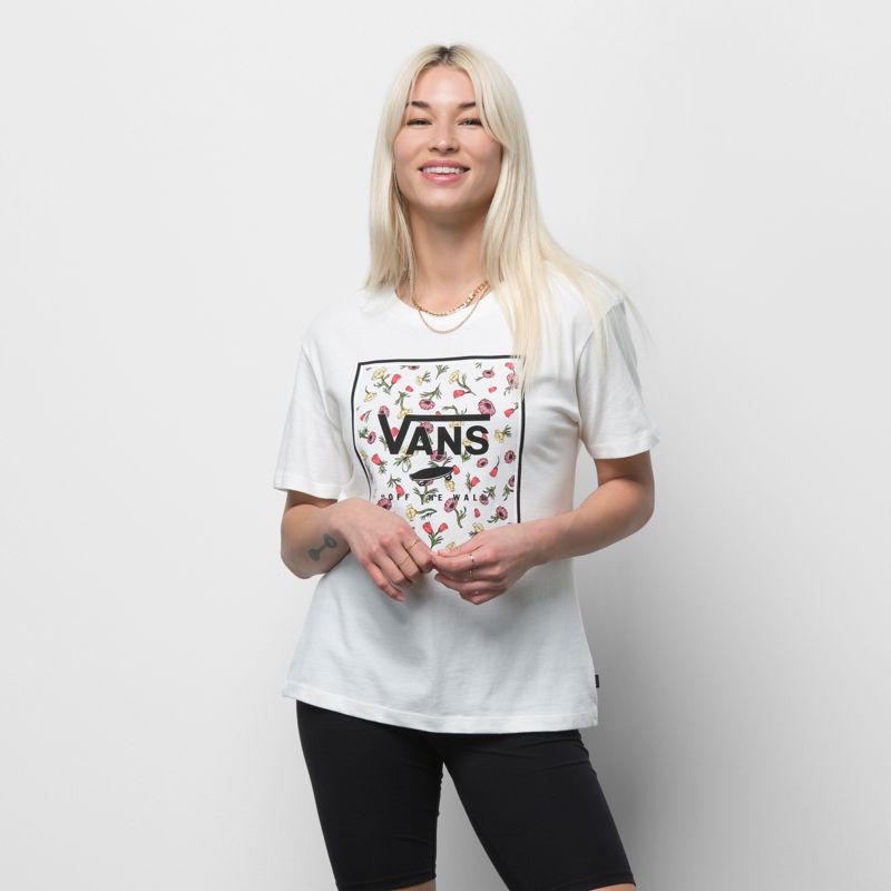 Camiseta Vans Poppy Box Mujer Blancos | Mexico-HIN243975