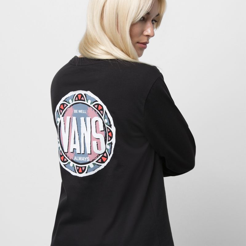 Camiseta Vans Sawtelle Mujer Negros | Mexico-LCN876052