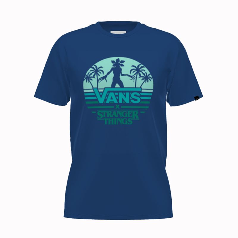 Camiseta Vans Vans X Stranger Things Customs Demogorgon Paradise Classic Hombre Azules | Mexico-ECZ219056