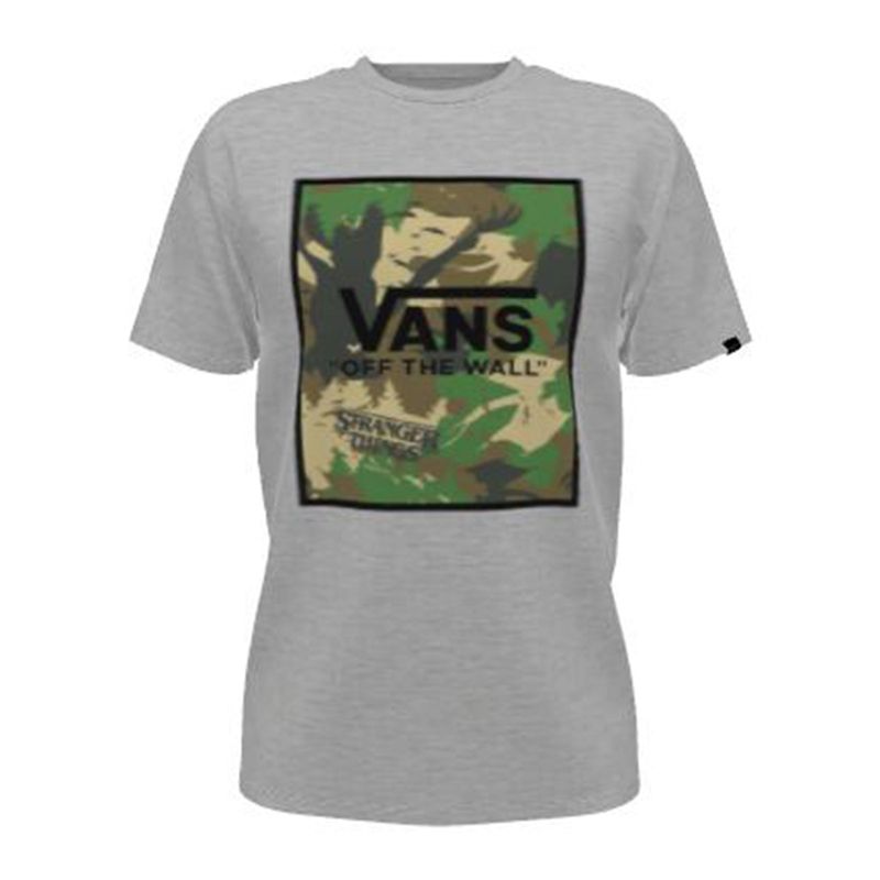 Camiseta Vans Vans X Stranger Things Customs Upside Down Classic Mujer Grises | Mexico-QNC263017