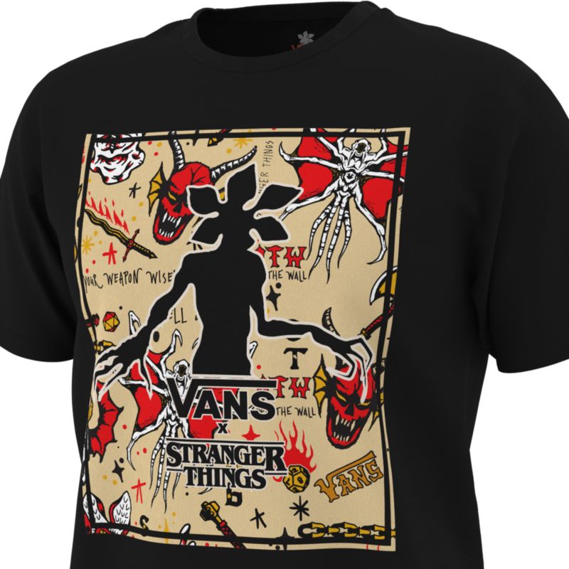 Camiseta Vans Vans X Stranger Things Hellfire Club Demogorgon Mujer Negros | Mexico-MUD067489