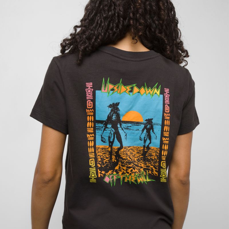 Camiseta Vans Vans X Stranger Things Surf's Upside Mujer Negros | Mexico-QZT126357