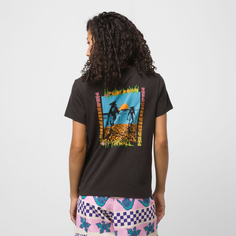 Camiseta Vans Vans X Stranger Things Surf's Upside Mujer Negros | Mexico-QZT126357