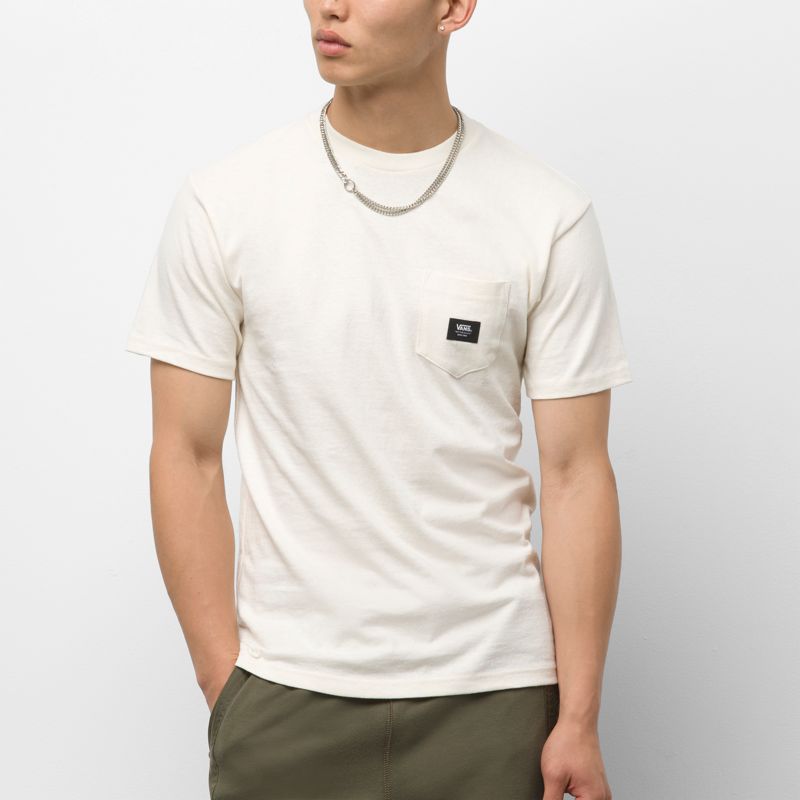 Camiseta Vans Woven Patch Pocket Hombre Blancos | Mexico-XRY165093