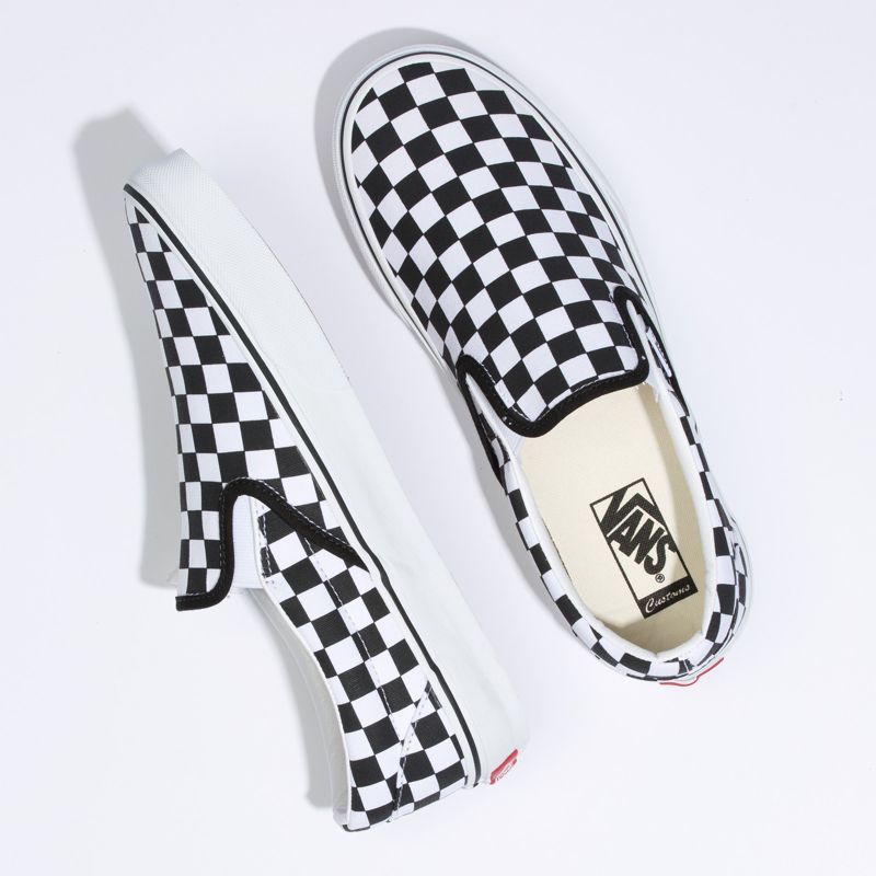 Mocassins Vans Checkerboard Anchos Hombre Blancos Negros | Mexico-YCK306718