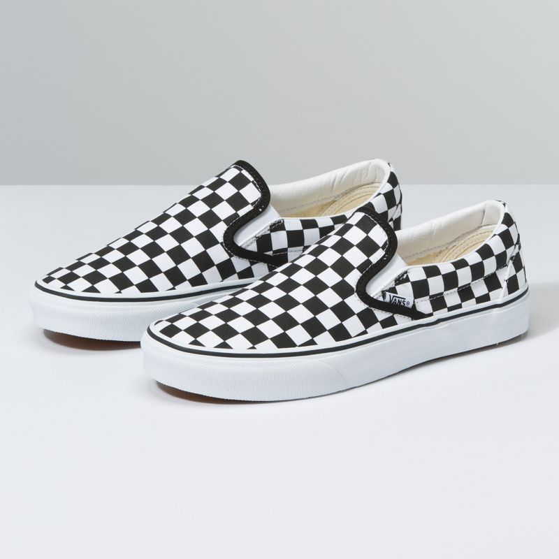 Mocassins Vans Checkerboard Anchos Hombre Blancos Negros | Mexico-YCK306718