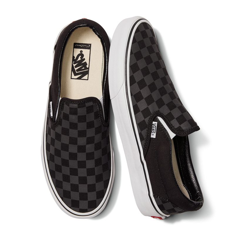 Mocassins Vans Checkerboard Anchos Hombre Negros | Mexico-ZFH186027