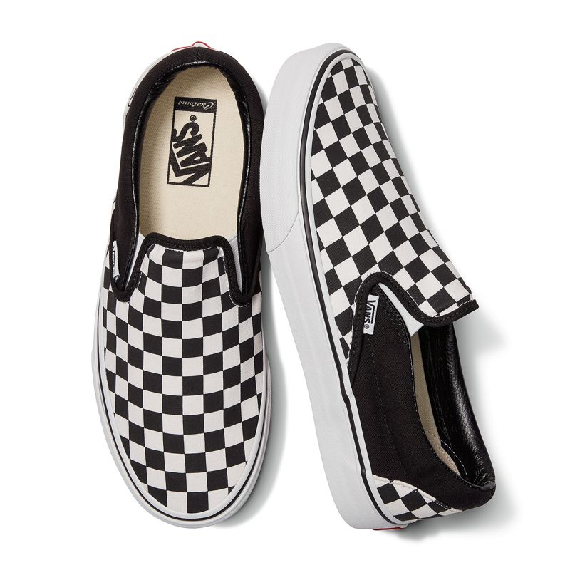 Mocassins Vans Checkerboard Anchos Mujer Blancos Negros | Mexico-INL587196