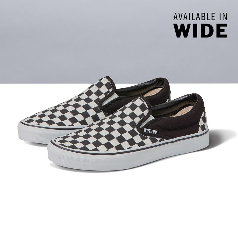 Mocassins Vans Checkerboard Anchos Mujer Blancos Negros | Mexico-INL587196