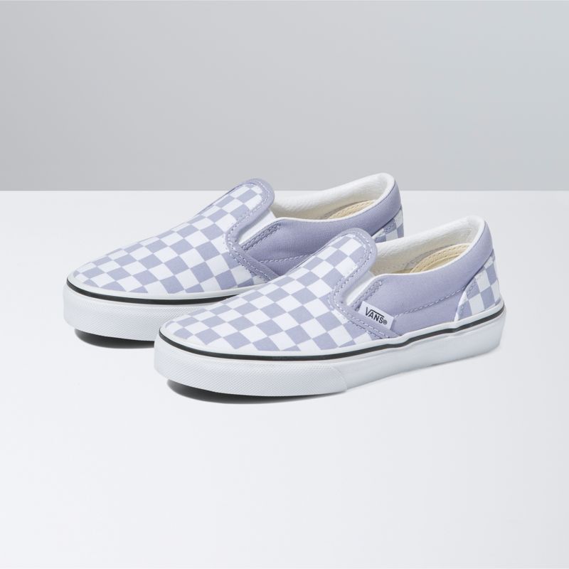 Mocassins Vans Checkerboard Classic Niños Lavanda Blancos | Mexico-PCD137098