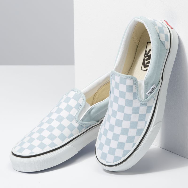 Mocassins Vans Checkerboard Hombre Azules Blancos | Mexico-QBN179463