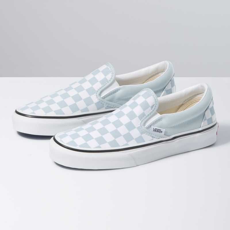 Mocassins Vans Checkerboard Hombre Azules Blancos | Mexico-QBN179463