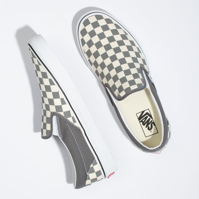 Mocassins Vans Checkerboard Hombre Grises Oscuro Blancos | Mexico-STO210437