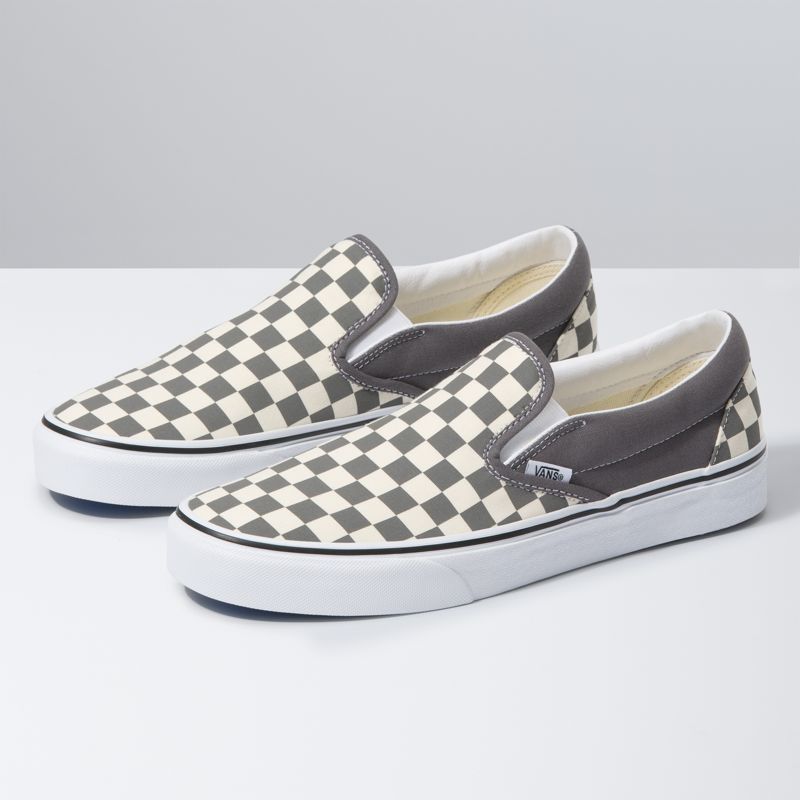 Mocassins Vans Checkerboard Hombre Grises Oscuro Blancos | Mexico-STO210437