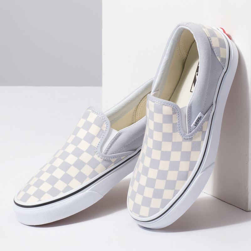 Mocassins Vans Checkerboard Hombre Grises Blancos | Mexico-TVE125048