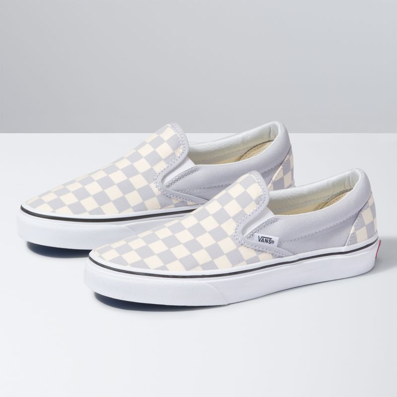 Mocassins Vans Checkerboard Hombre Grises Blancos | Mexico-TVE125048