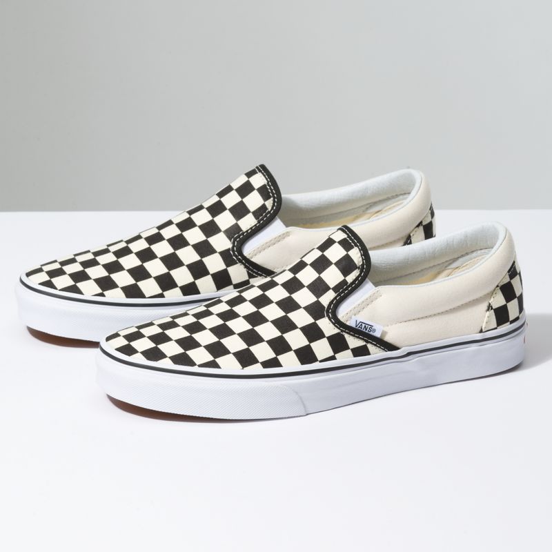 Mocassins Vans Checkerboard Hombre Negros Blancos | Mexico-HXM734289