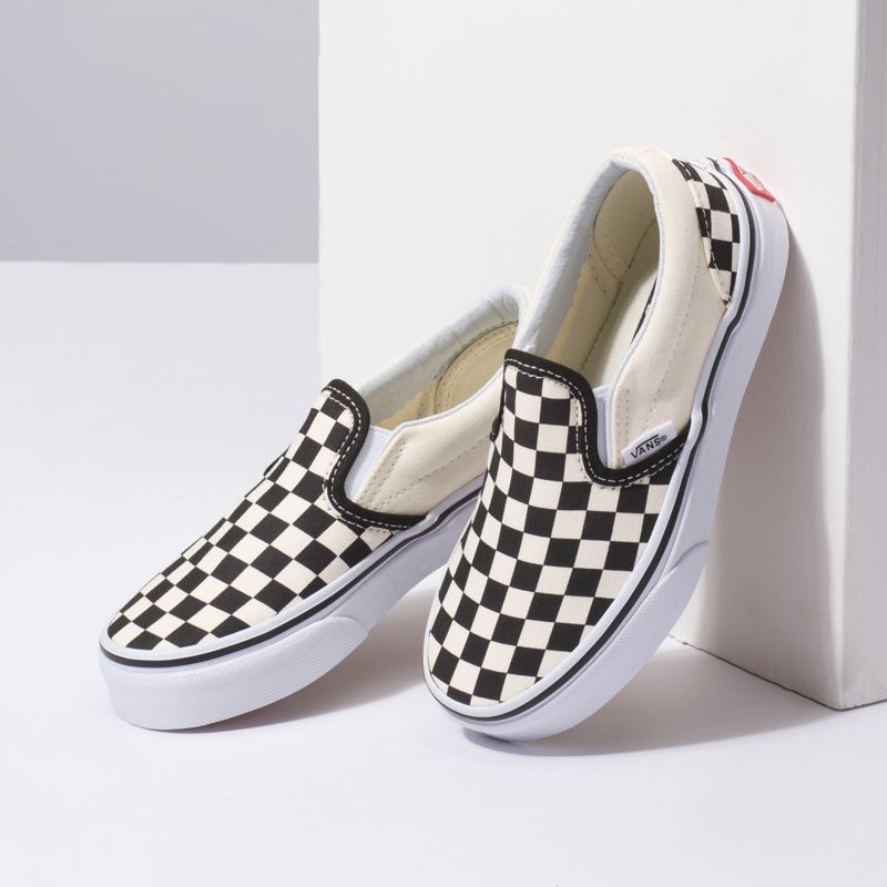 Mocassins Vans Checkerboard Niños Negros Blancos | Mexico-PUY064957