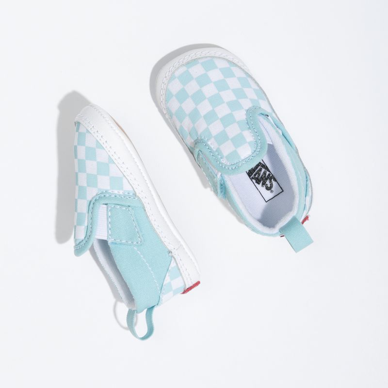 Mocassins Vans Checkerboard Niños Turquesa Claro Blancos | Mexico-PQB890217