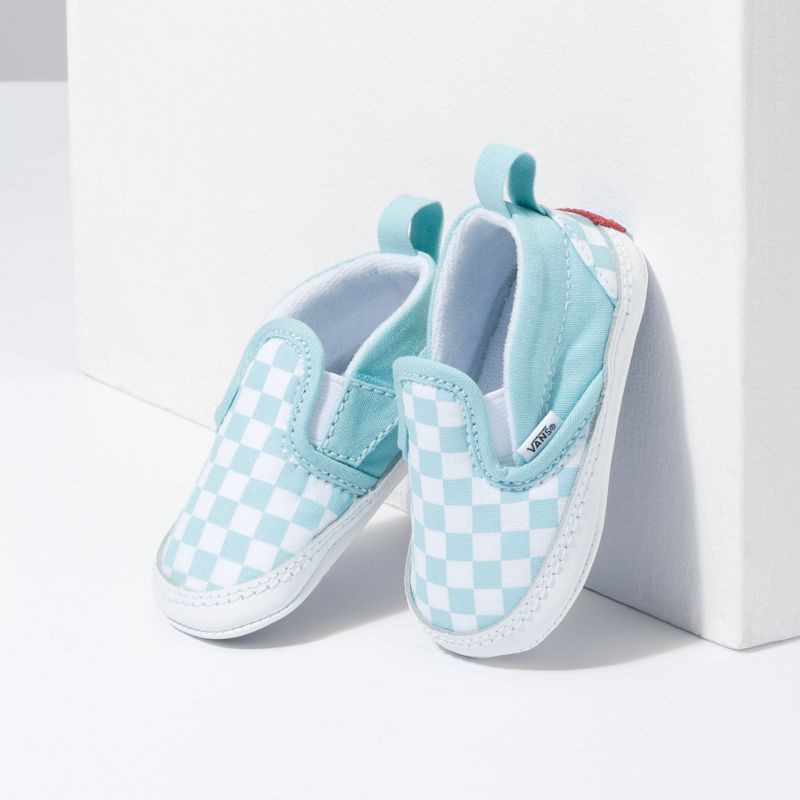 Mocassins Vans Checkerboard Niños Turquesa Claro Blancos | Mexico-PQB890217