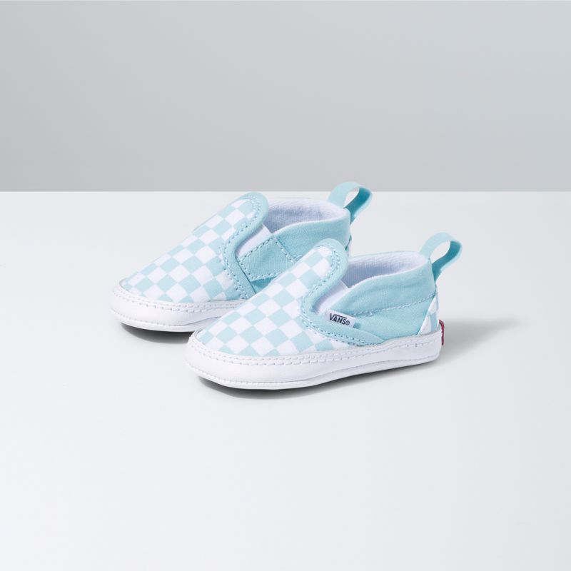 Mocassins Vans Checkerboard Niños Turquesa Claro Blancos | Mexico-PQB890217