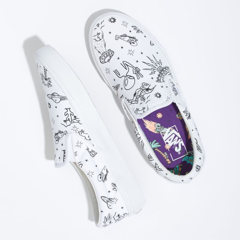 Mocassins Vans Classic Mujer Blancos Morados | Mexico-KDE438697