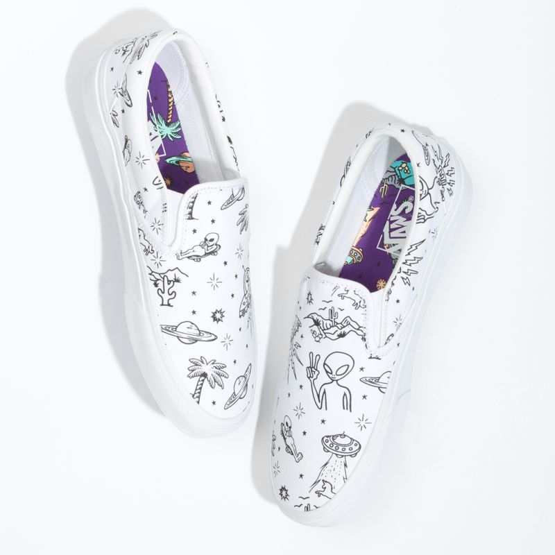 Mocassins Vans Classic Mujer Blancos Morados | Mexico-KDE438697