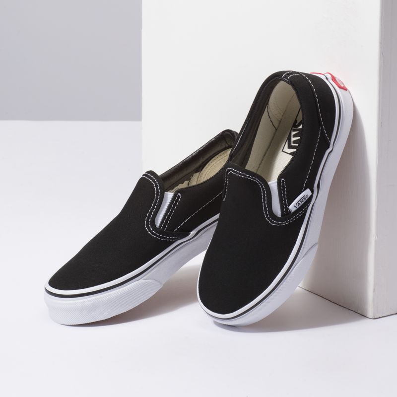 Mocassins Vans Classic Niños Negros Blancos | Mexico-UOY640985