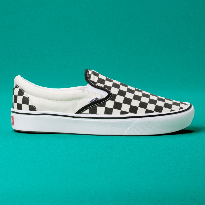 Mocassins Vans ComfyCush Checkerboard Hombre Negros Blancos | Mexico-RJI596783