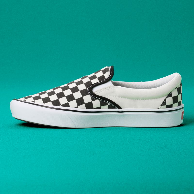 Mocassins Vans ComfyCush Checkerboard Hombre Negros Blancos | Mexico-RJI596783