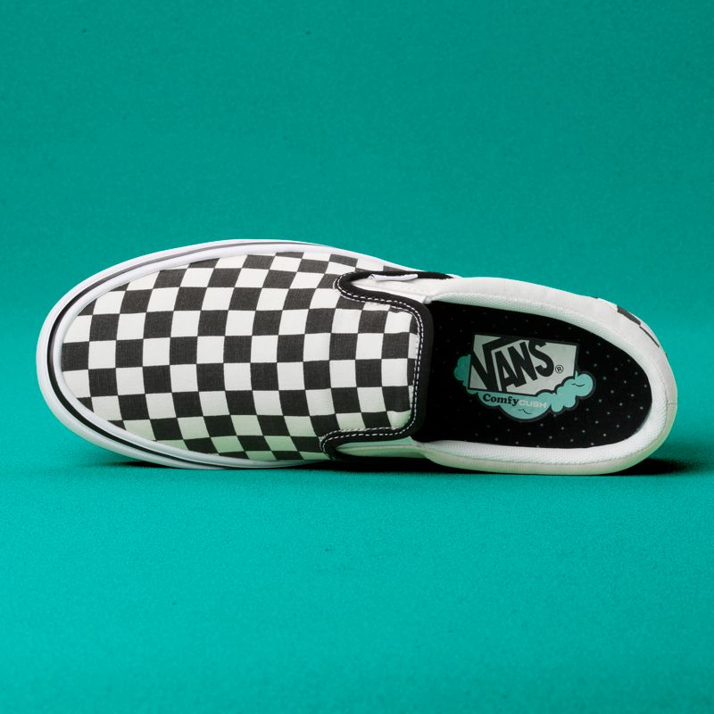 Mocassins Vans ComfyCush Checkerboard Hombre Negros Blancos | Mexico-RJI596783