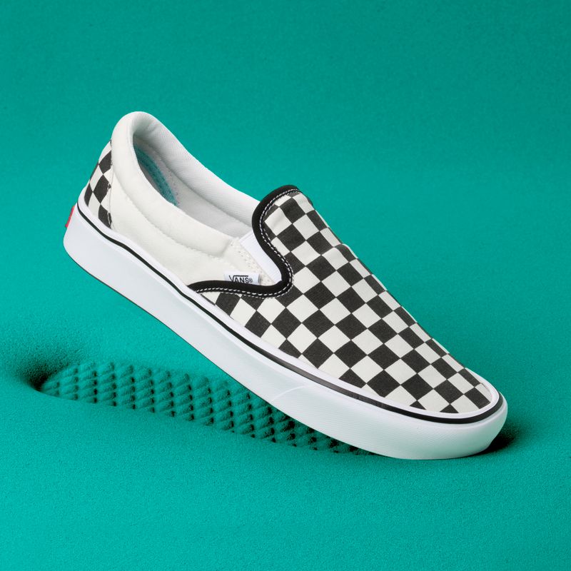 Mocassins Vans ComfyCush Checkerboard Hombre Negros Blancos | Mexico-RJI596783