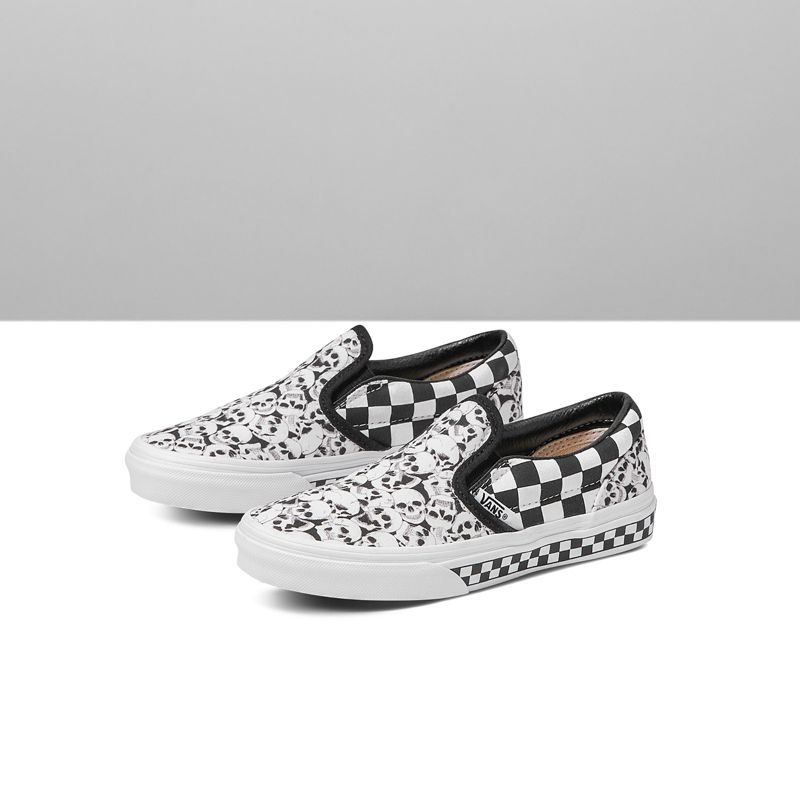 Mocassins Vans Skulls Niños Blancos Negros | Mexico-MXA320159