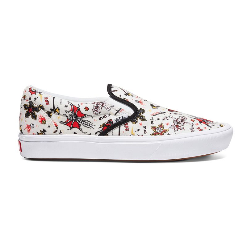 Mocassins Vans Vans X Stranger Things Customs Hellfire Club ComfyCush Mujer Blancos | Mexico-HCT375091