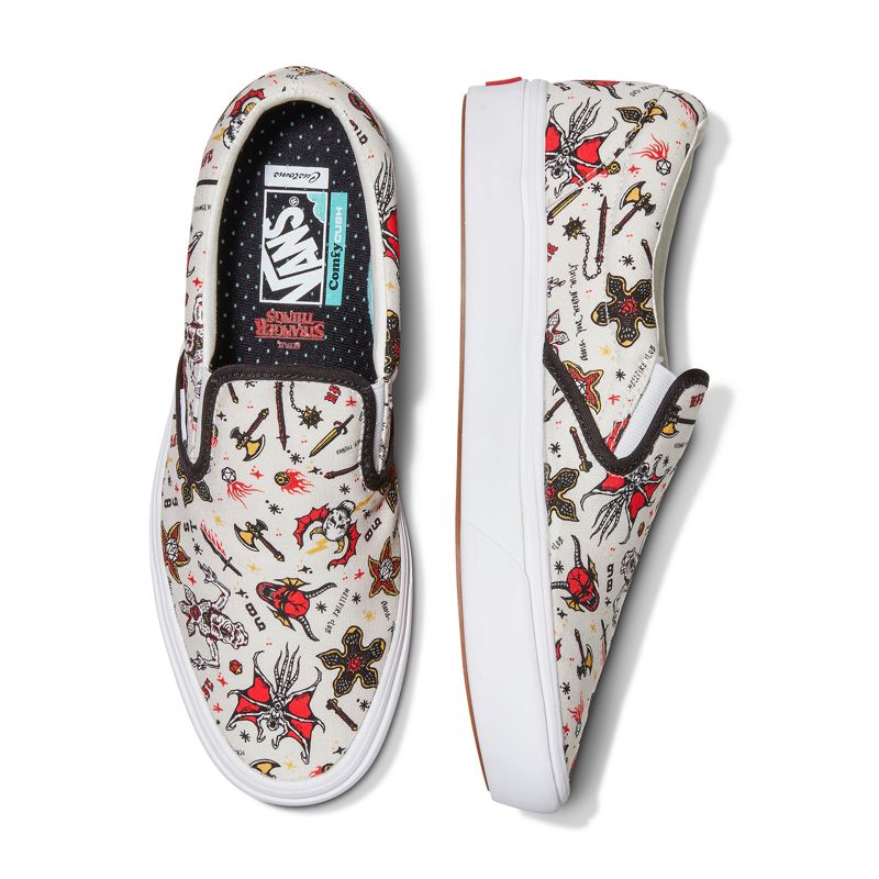 Mocassins Vans Vans X Stranger Things Customs Hellfire Club ComfyCush Mujer Blancos | Mexico-HCT375091