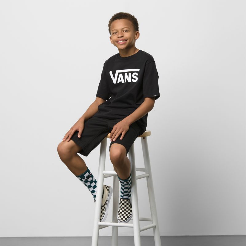 Niño Grande Vans Classic Niños Negros Blancos | Mexico-POY521384