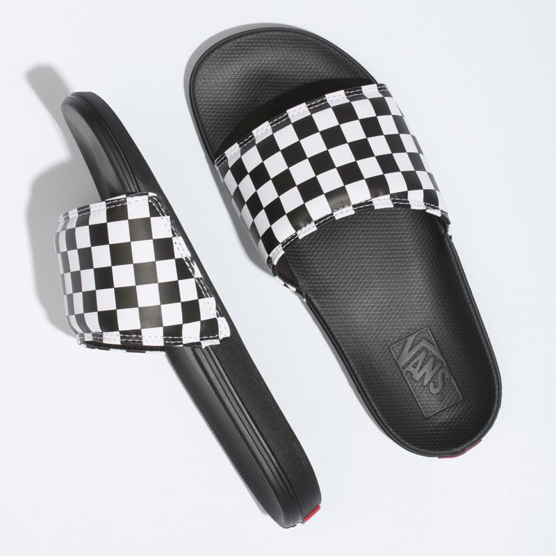 Sandalias de Diapositivas Vans Checkerboard La Costa Mujer Blancos Negros | Mexico-DKC295680