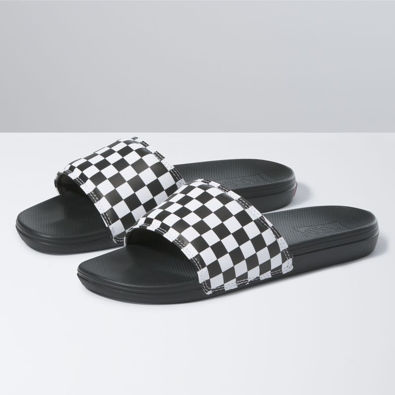 Sandalias de Diapositivas Vans Checkerboard La Costa Mujer Blancos Negros | Mexico-DKC295680