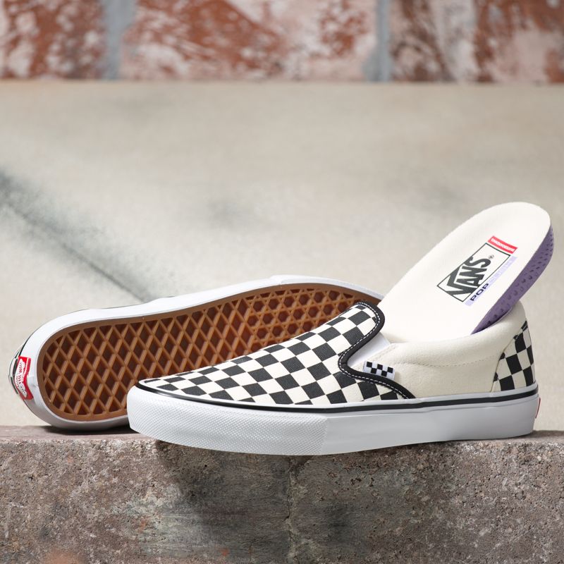 Tenis Skate Vans Checkerboard Hombre Negros Blancos | Mexico-IEG574683