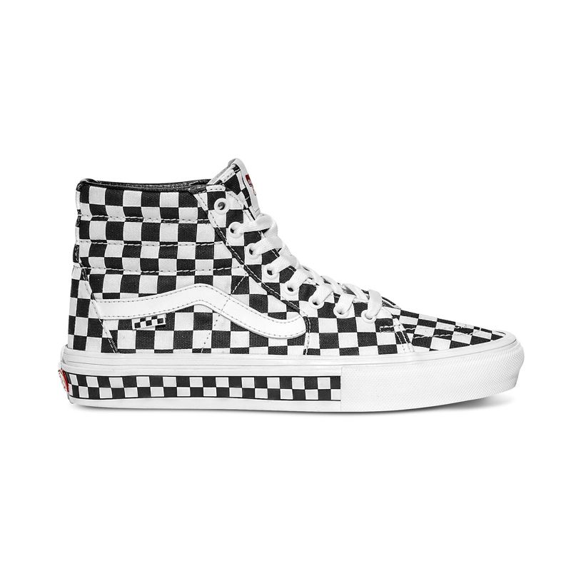 Tenis Skate Vans Checkerboard Sk8-Hi Hombre Blancos Negros | Mexico-HUQ537619