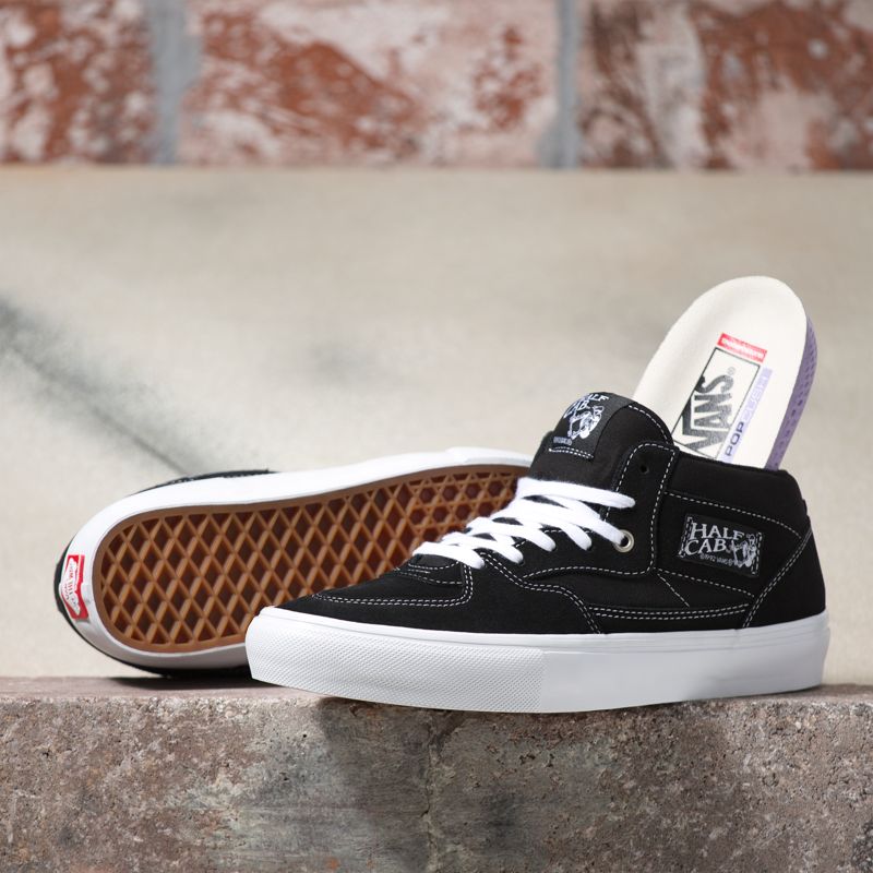 Tenis Skate Vans Half Cab Mujer Negros Blancos | Mexico-EMF075386