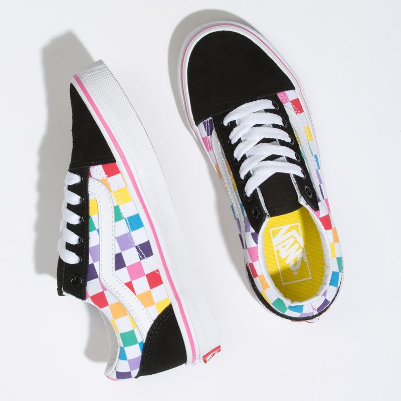 Tenis Vans Checkerboard Old Skool Niños Multicolor Blancos | Mexico-QKC371926