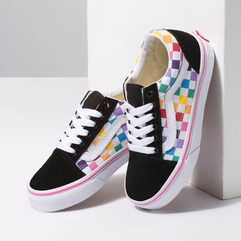 Tenis Vans Checkerboard Old Skool Niños Multicolor Blancos | Mexico-QKC371926