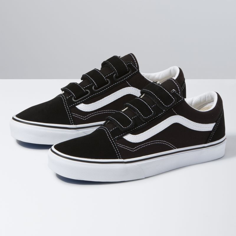 Tenis Vans Gamuza Lona Old Skool V Hombre Negros Blancos | Mexico-NHV608927