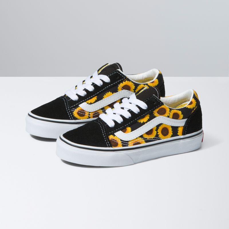 Tenis Vans Old Skool Niños Naranjas Flores Negros Amarillos | Mexico-YZK830261