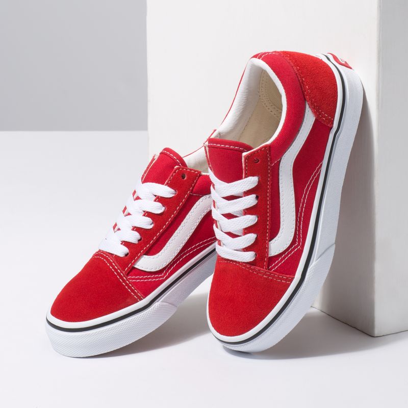 Tenis Vans Old Skool Niños Rojos Blancos | Mexico-KJY517628